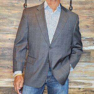 Jos. A. Bank Traveler's Collection 100% Wool Plaid Jacket Blazer 42S